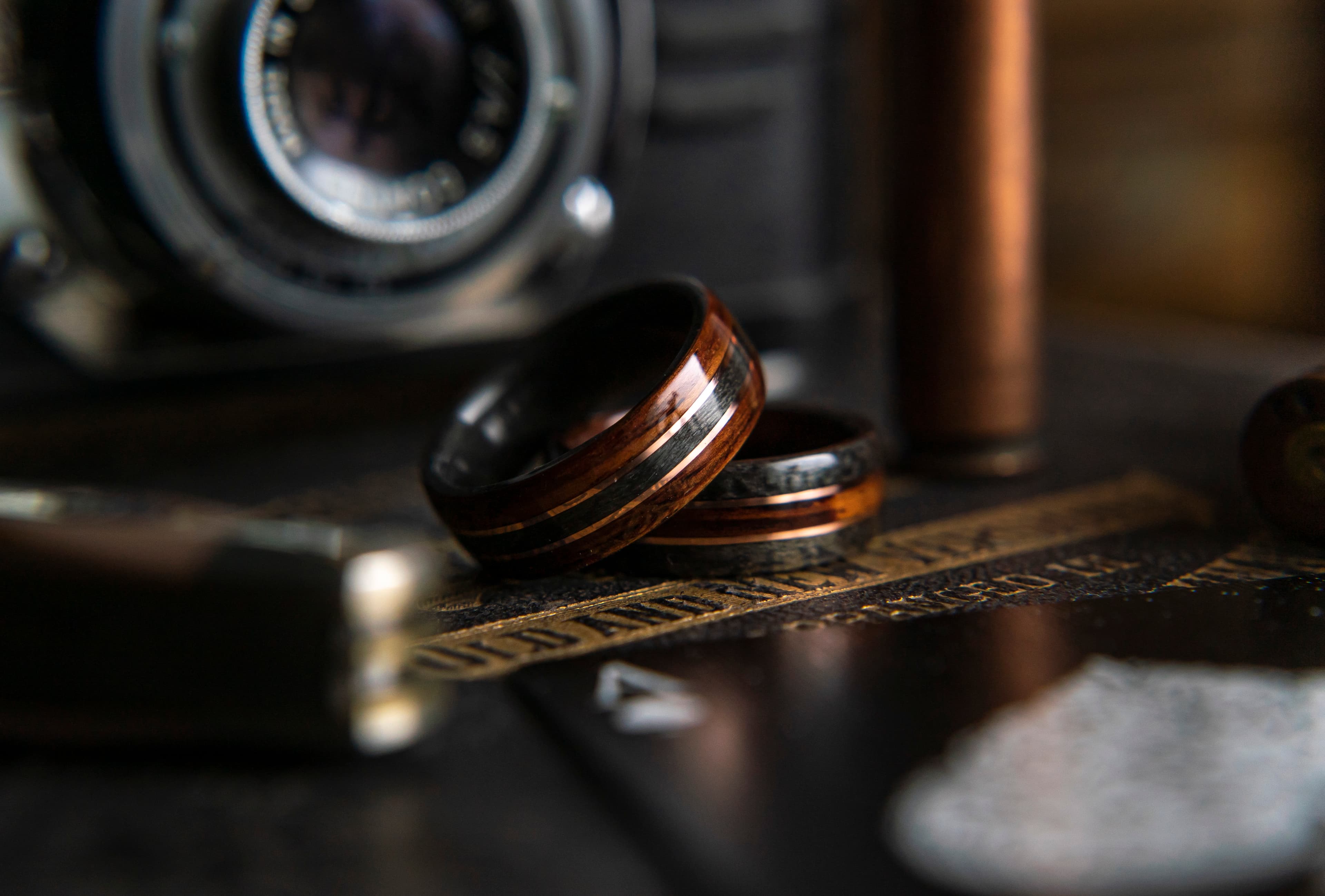 Handcrafted wooden wedding bands by Ring + Grove co