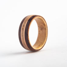 Load image into Gallery viewer, Mens Wedding Band featuring Birds Eye Maple, Rosewood and Copper inlay