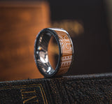 Mens Wedding band in Damascus Steel and Copper Invocation Card Deck by KingsWildProject luxury playing cards.