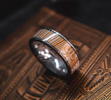 Mens Wedding band in Damascus Steel and Copper Invocation Card Deck by KingsWildProject luxury playing cards.
