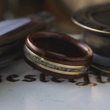 Load image into Gallery viewer, Mens Wedding Band Nicknamed The Cream.  featuring Cash Brass and Rosewood