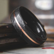 Load image into Gallery viewer, Mens Wedding band made from Grey Maple with Copper inlay. - ringandgrove