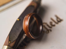 Load image into Gallery viewer, Mens wedding band made from santos rosewood with 2 copper wires