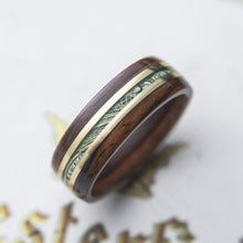 Load image into Gallery viewer, Mens Wedding Band Nicknamed The Cream.  featuring Cash Brass and Rosewood