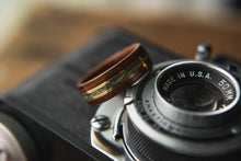 Load image into Gallery viewer, Mens Wedding Band Nicknamed The Cream.  featuring Cash Brass and Rosewood