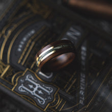 Load image into Gallery viewer, Mens Wedding Band Nicknamed The Cream.  featuring Cash Brass and Rosewood