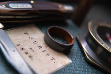 Load image into Gallery viewer, Mens Wood Wedding band made from Santos Rosewood and Grey Maple