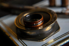 Load image into Gallery viewer, The King, Mens Wedding band  featuring Grey Maple, Rosewood with Dual Copper inlay