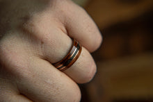 Load image into Gallery viewer, The King, Mens Wedding band  featuring Grey Maple, Rosewood with Dual Copper inlay