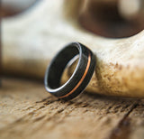 Mens Wood Wedding band made from Grey Maple with Copper inlay.