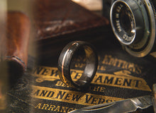 Load image into Gallery viewer, Mens Wood Wedding band made from Grey Maple with Copper inlay.