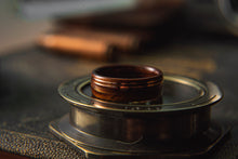 Load image into Gallery viewer, Mens wedding band made from santos rosewood with Double Offset Copper.