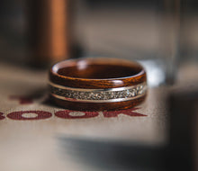 Load image into Gallery viewer, Mens Wedding Band Nicknamed The RSG.  featuring Silver, German Glass and Rosewood