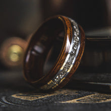 Load image into Gallery viewer, Mens Wedding Band Nicknamed The RSG.  featuring Silver, German Glass and Rosewood