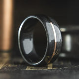 Mens Wood Wedding band made from Grey Maple with Copper inlay.