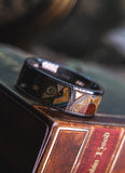 Mens Wedding band in Damascus Steel and Robin Hood Card Deck by KingsWildProject luxury playing cards.