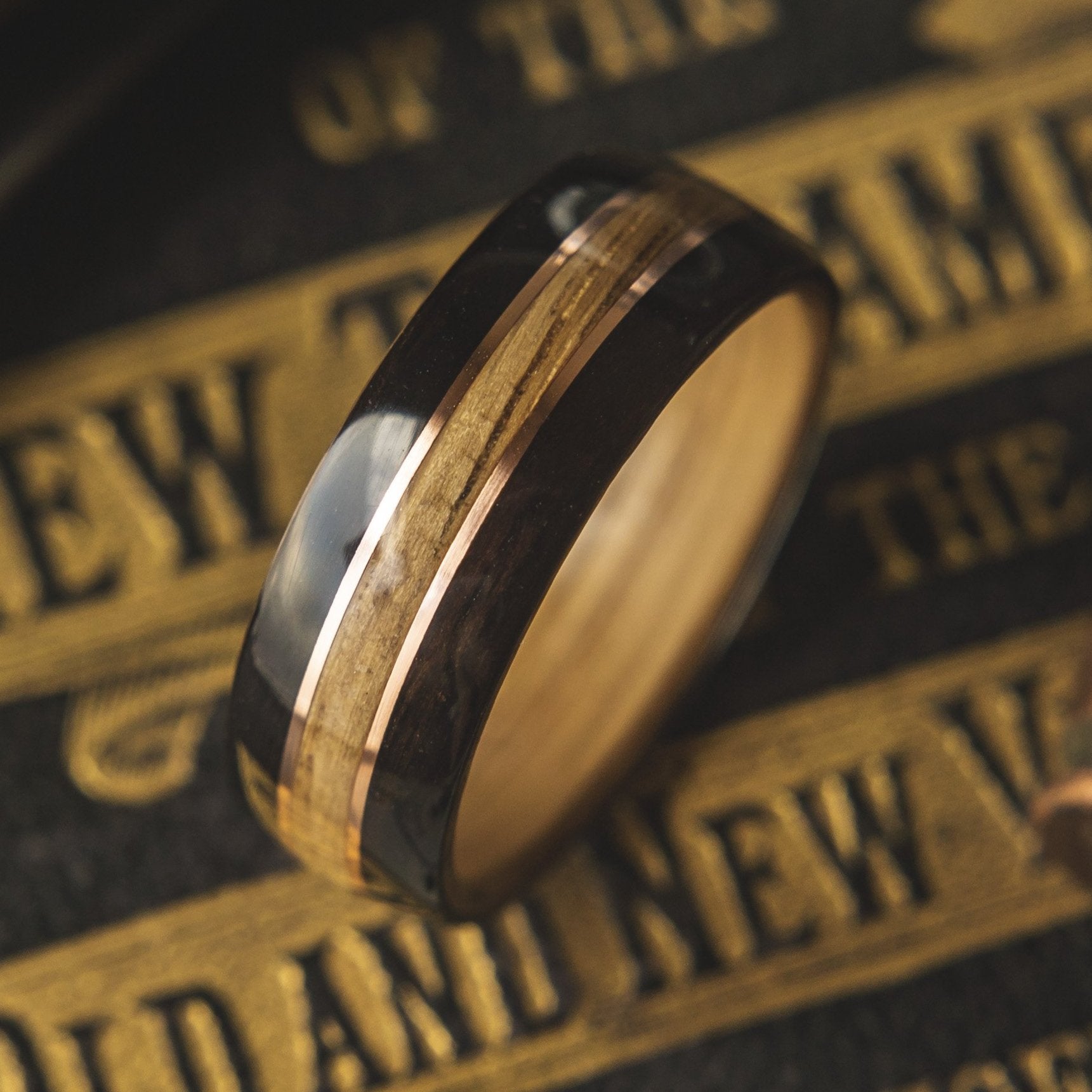 Whisky Oak, Ebony & Copper Inlay