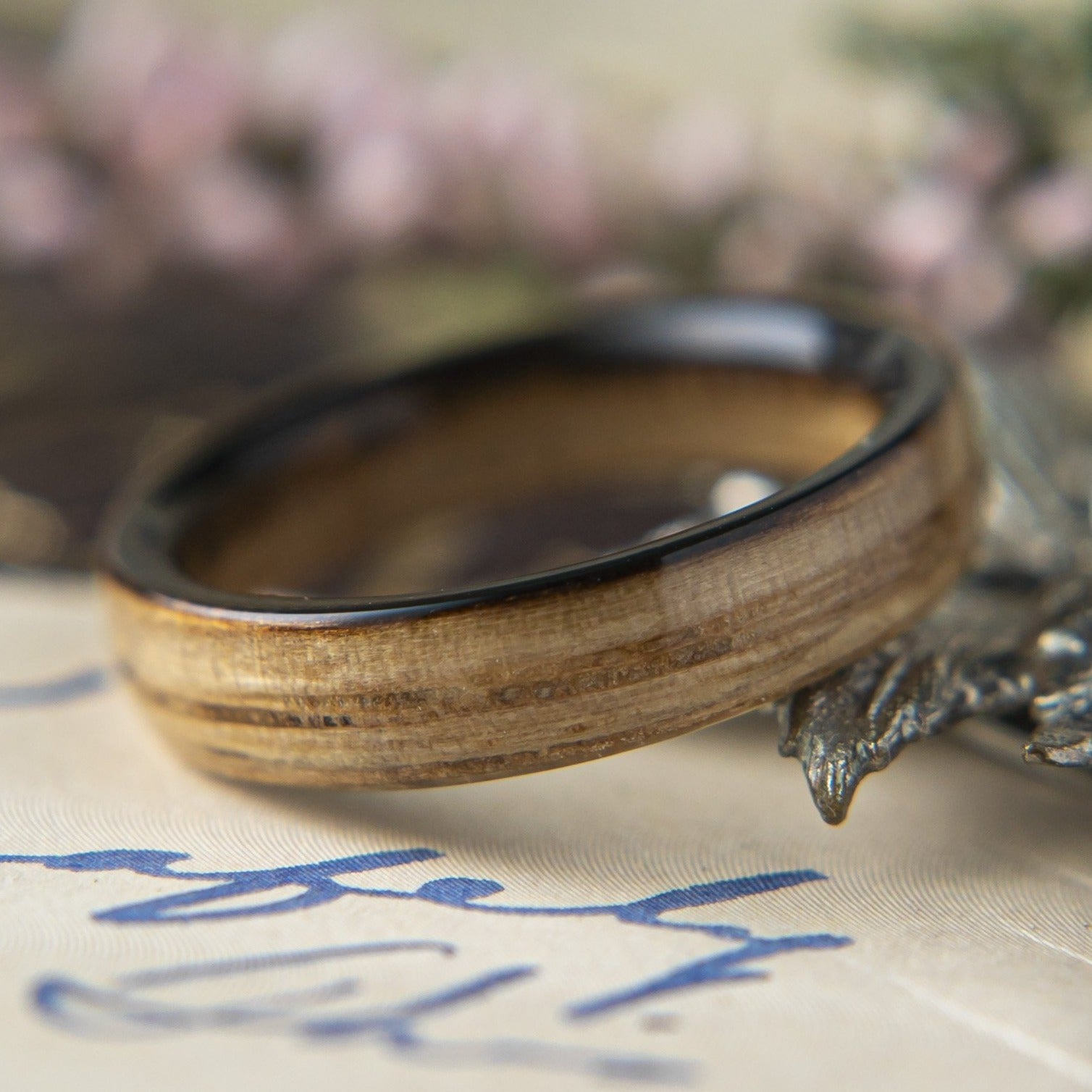 Womens Wedding band in Whisky Oak